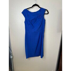 Dressbarn Womens Blue Dress 10 midi dress sleeveless polyester‎ zipper flower